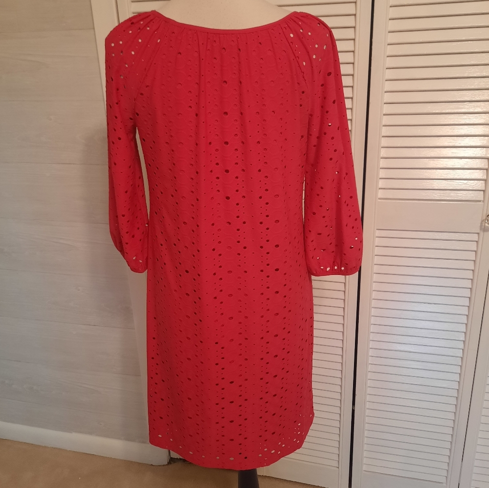 London times stretchy eyelet pink dress sz 6 *6 - Picture 4 of 6